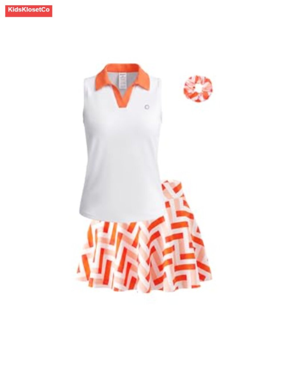 Girls 2-Piece Tennis Skort Outfit Sleeveless Polo Top with Built-In Shorts